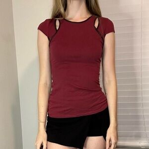 Burgundy cut out top